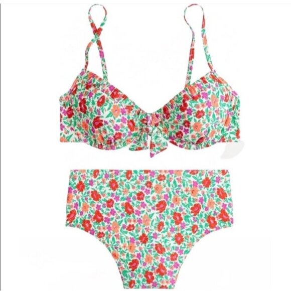 NWT J. Crew Storybook Floral High Waisted Bikini Swimsuit Set 34B / XS - Picture 2 of 12